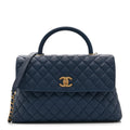 Caviar Quilted Medium Coco Handle Flap Blue