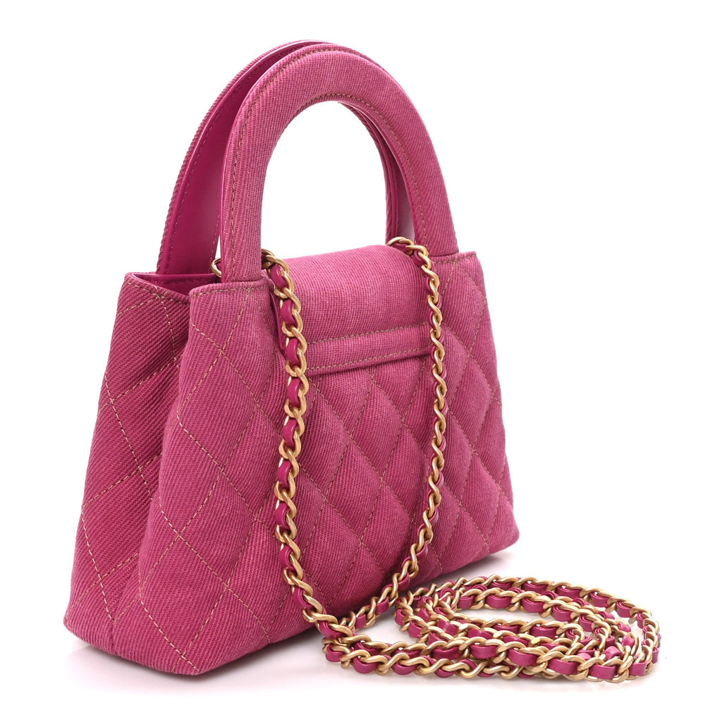 Denim Quilted Nano Kelly Shopper Fuchsia