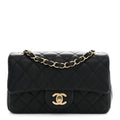 Lambskin Quilted Mini Rectangular Flap Black