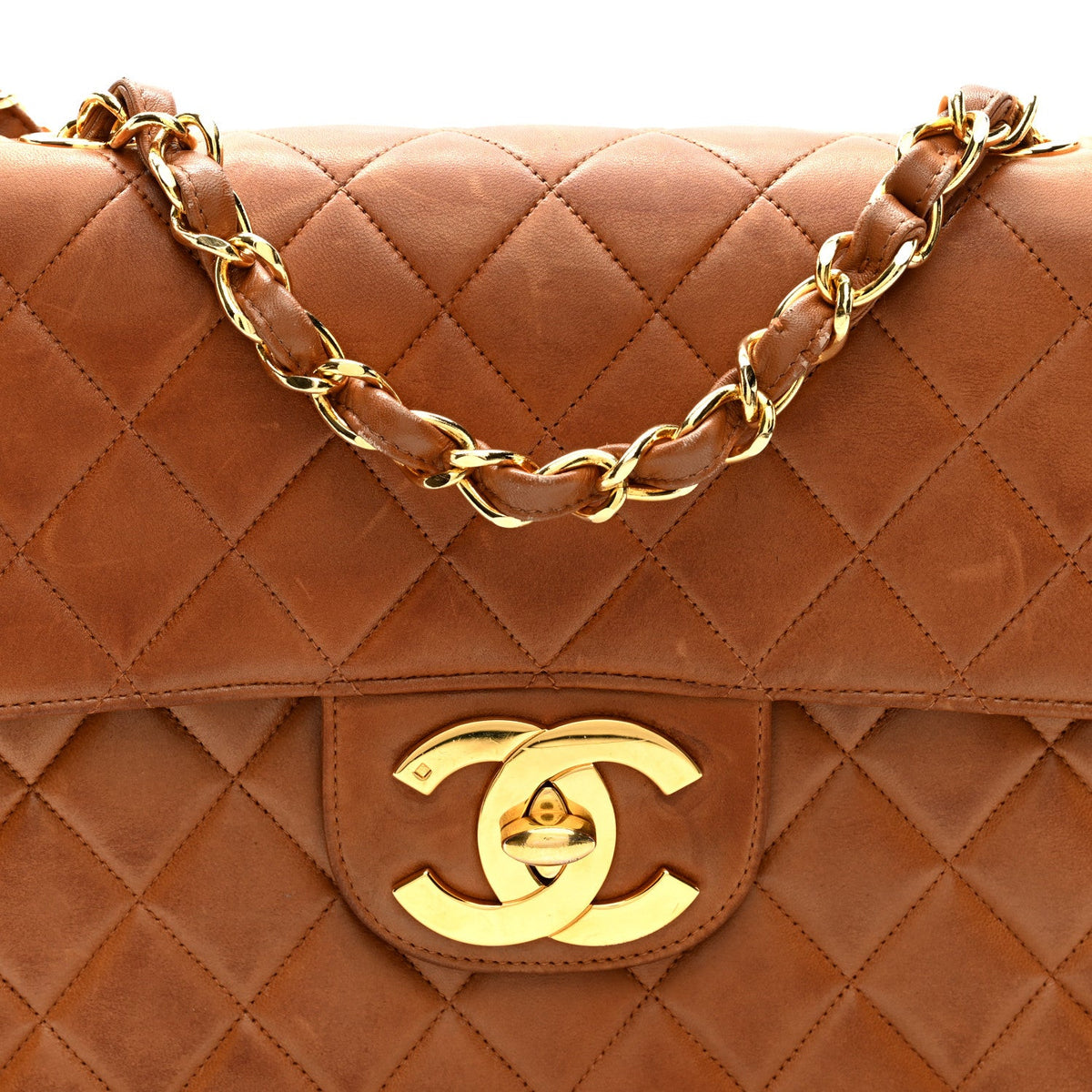 Lambskin Quilted XL Jumbo Single Flap Beige