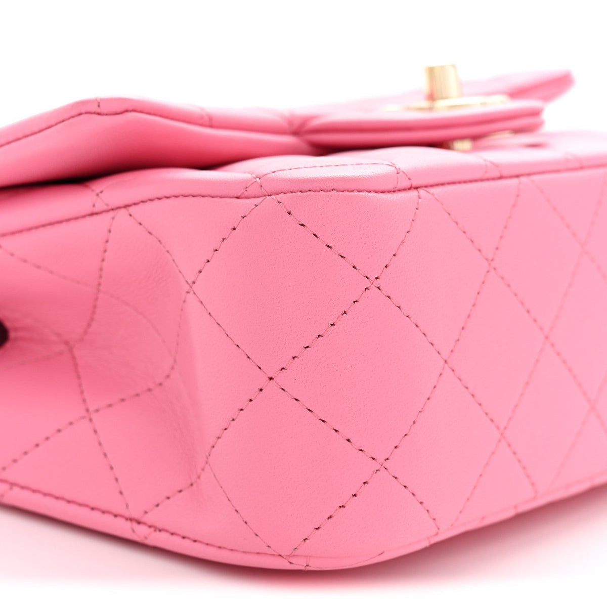 Lambskin Quilted Mini Top Handle Rectangular Flap Light Pink