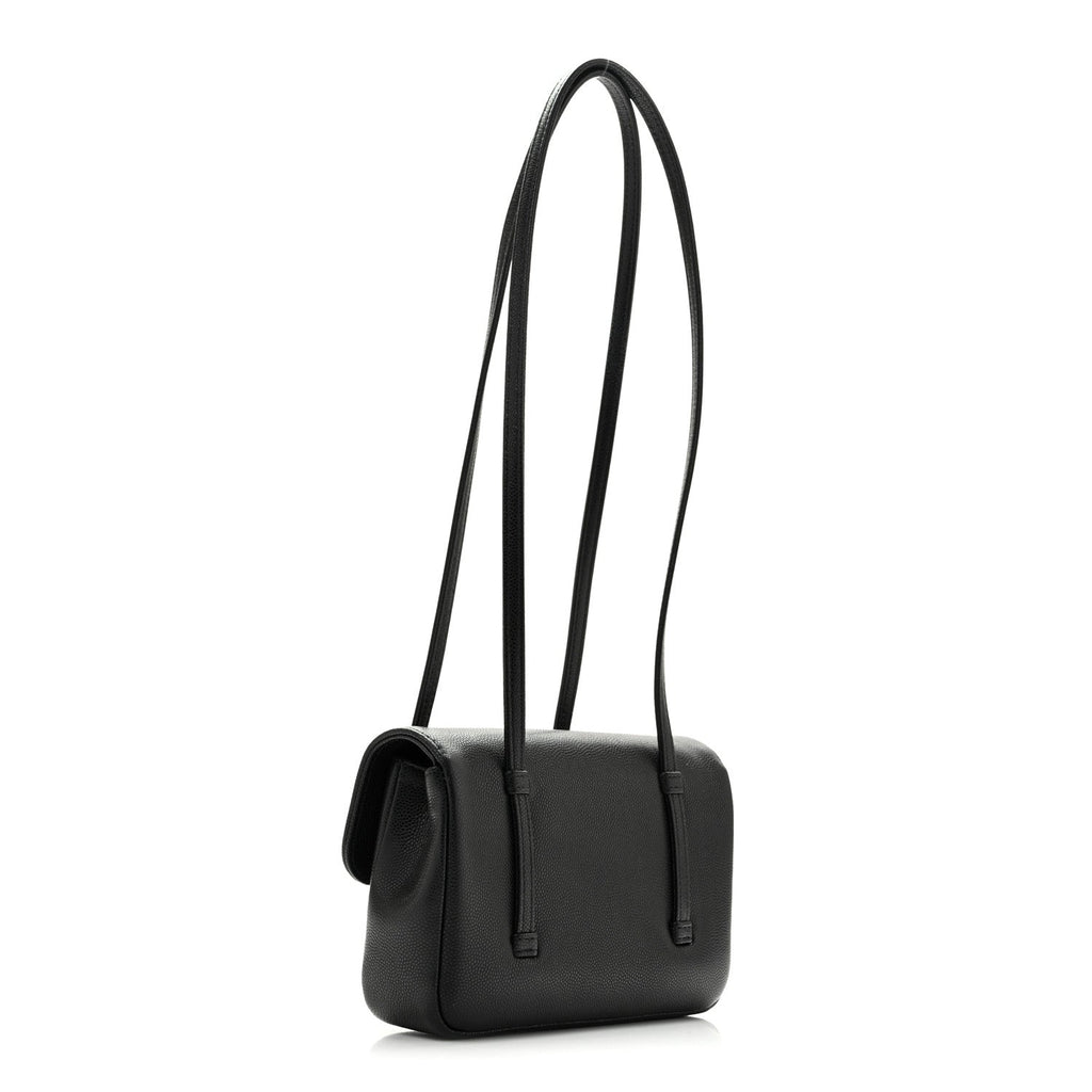 Shiny Caviar Mini Preppy Coco Shoulder Bag Black