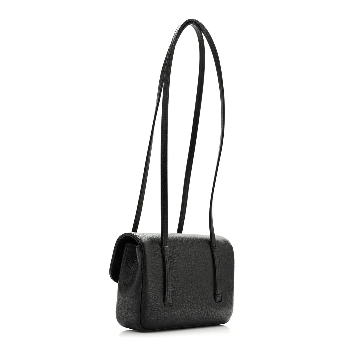 Shiny Caviar Mini Preppy Coco Shoulder Bag Black