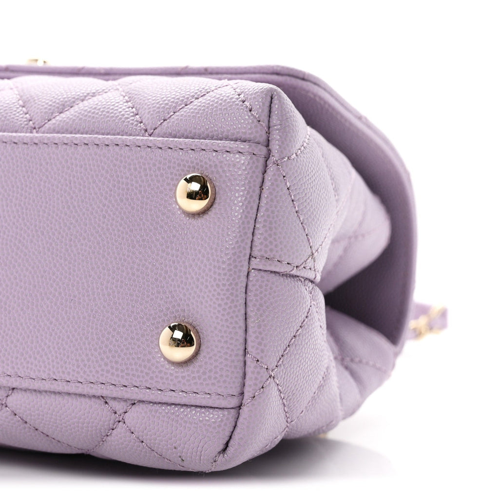 Caviar Quilted Mini Coco Handle Flap Light Purple
