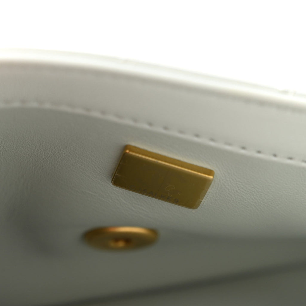 Lambskin Quilted Mini Rectangular Pearl Crush Flap Grey