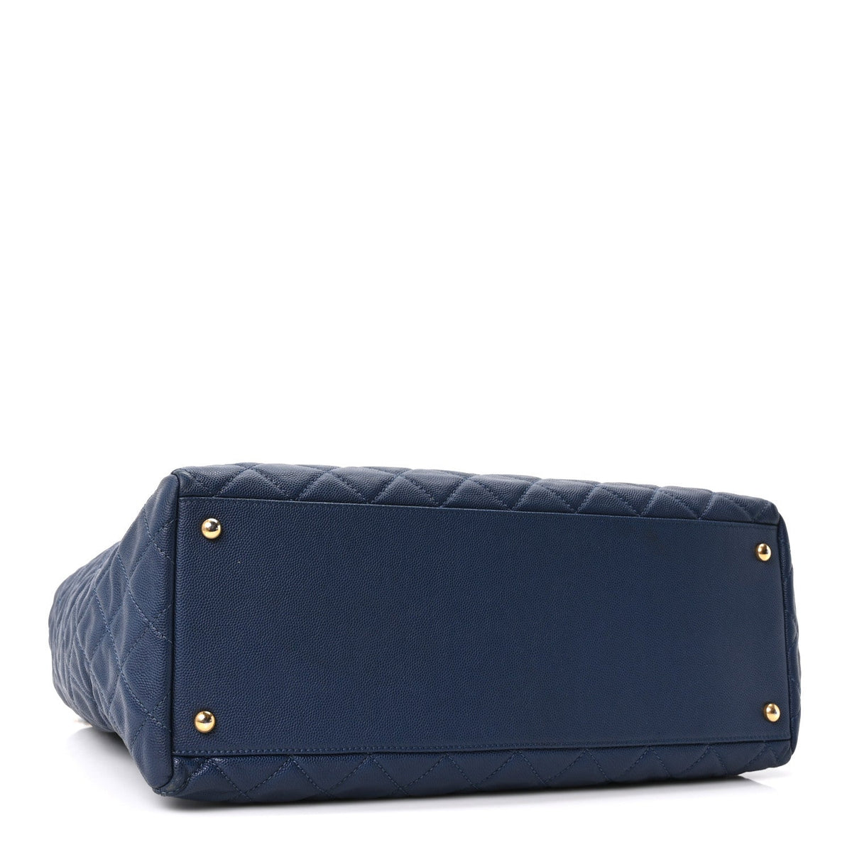 Caviar Quilted Large Coco Handle Shopping Tote Navy