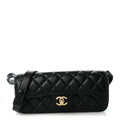 Lambskin Quilted Flap Bag Black