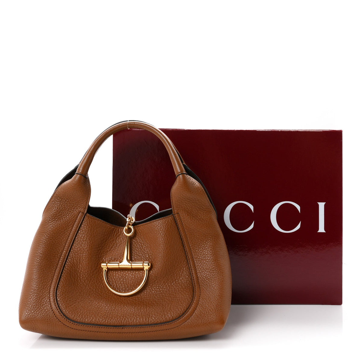 Grained Calfskin Softbit Medium Shoulder Bag Brown