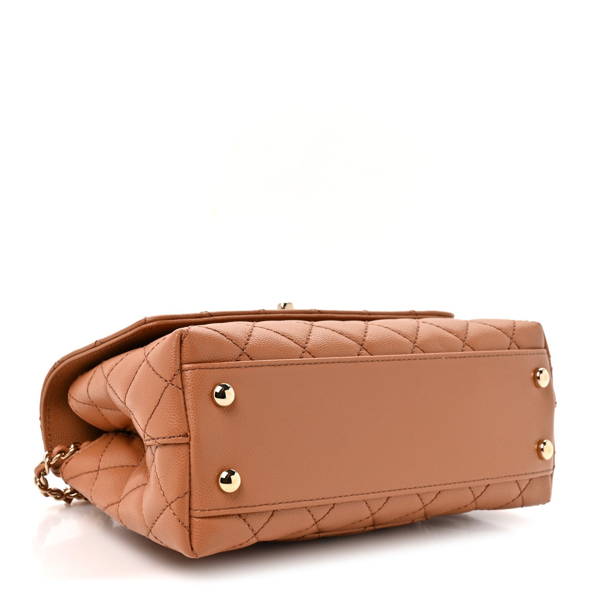 Caviar Quilted Lizard Embossed Mini Coco Handle Flap Beige