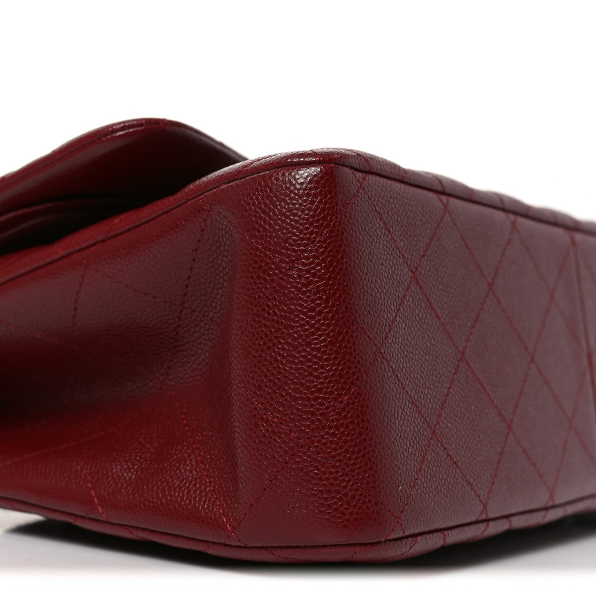 Caviar Quilted Jumbo Double Flap Burgundy