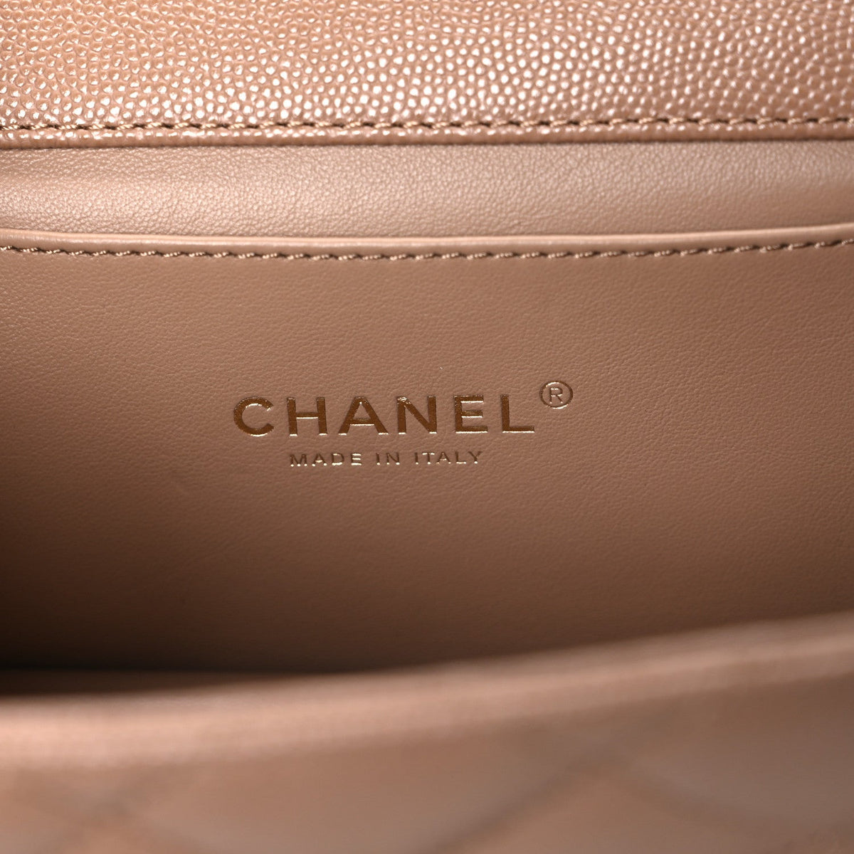 Caviar Quilted Mini Coco First Flap Beige