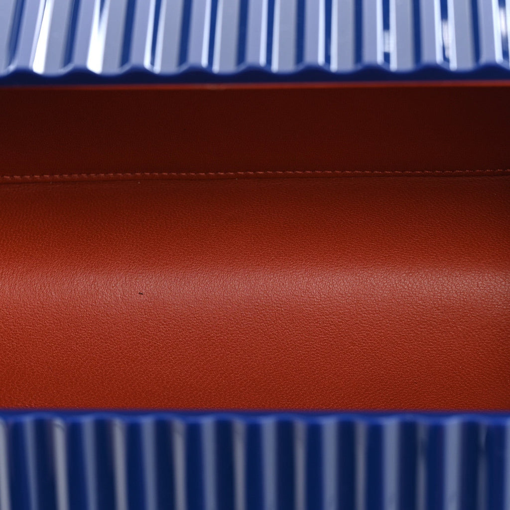 Resin Enamel CC Shipping Container Signature Minaudiere Clutch Blue