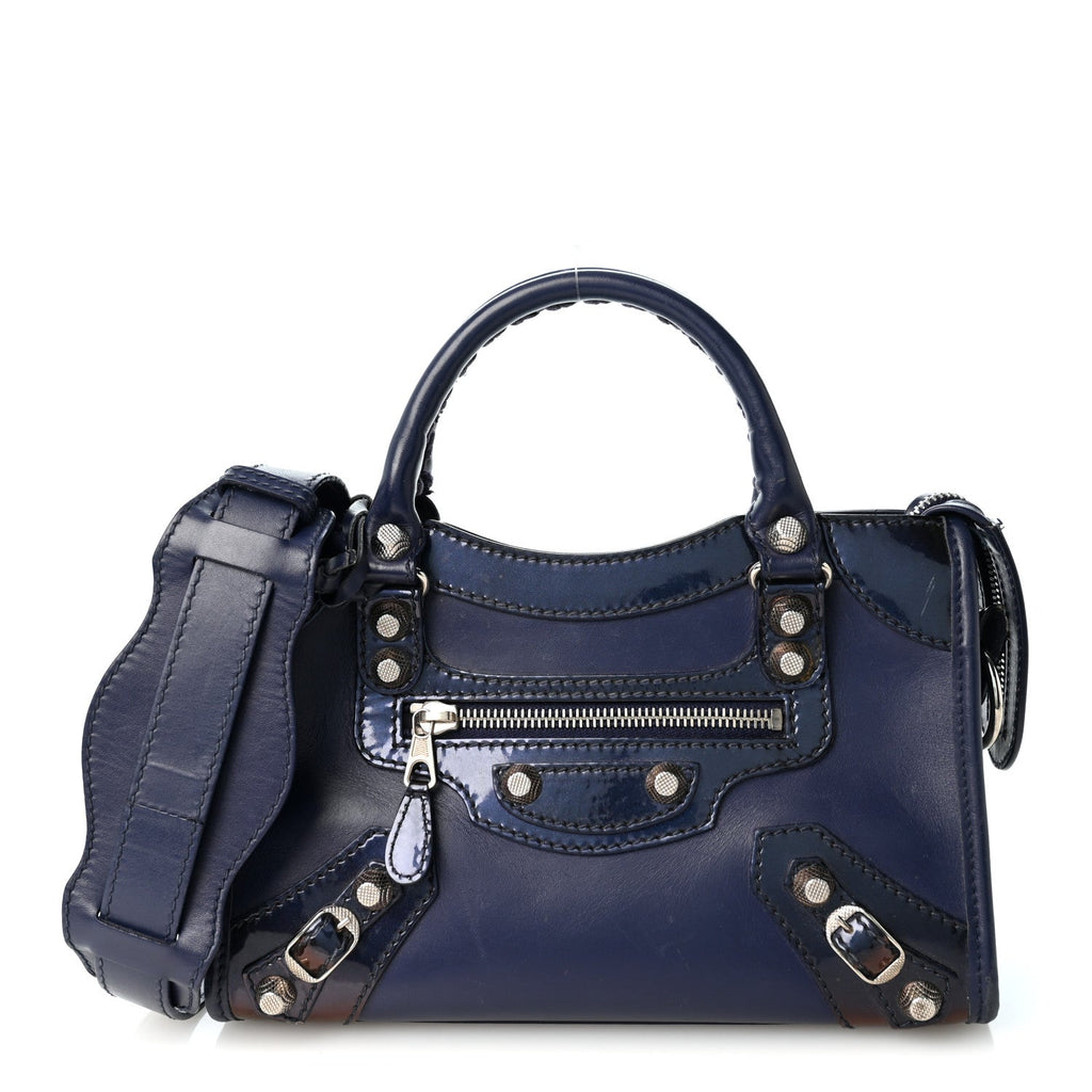 Smooth Calfskin Metallic Patent Giant 12 Silver Hardware Mini City Ultraviolet