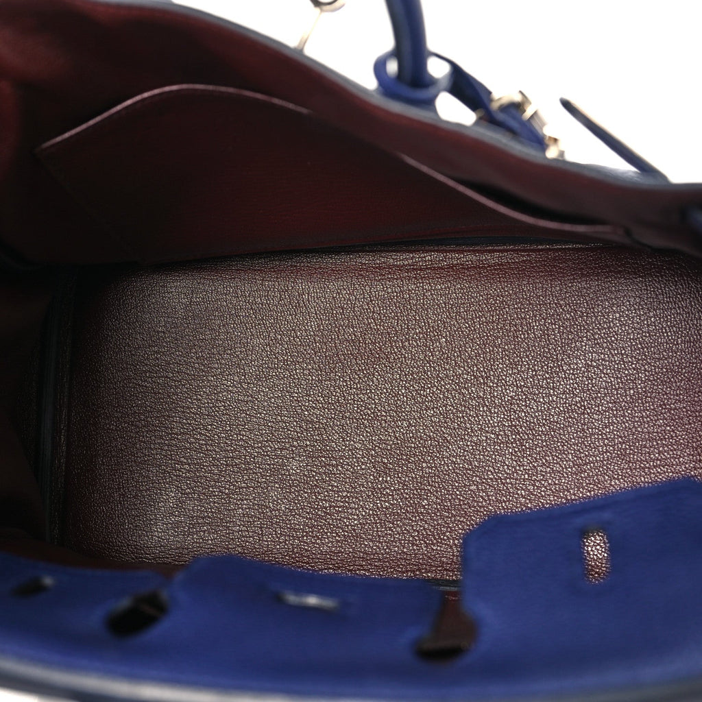 Togo Swift Officier Birkin 25 Bleu Encre Bordeaux