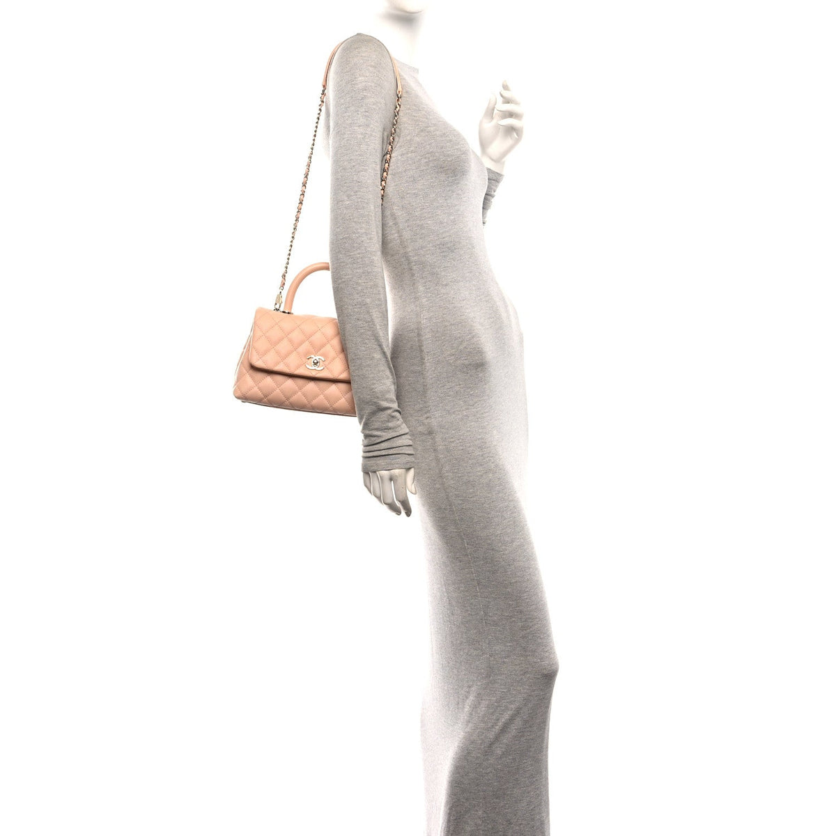 Caviar Quilted Mini Coco Handle Flap Light Pink
