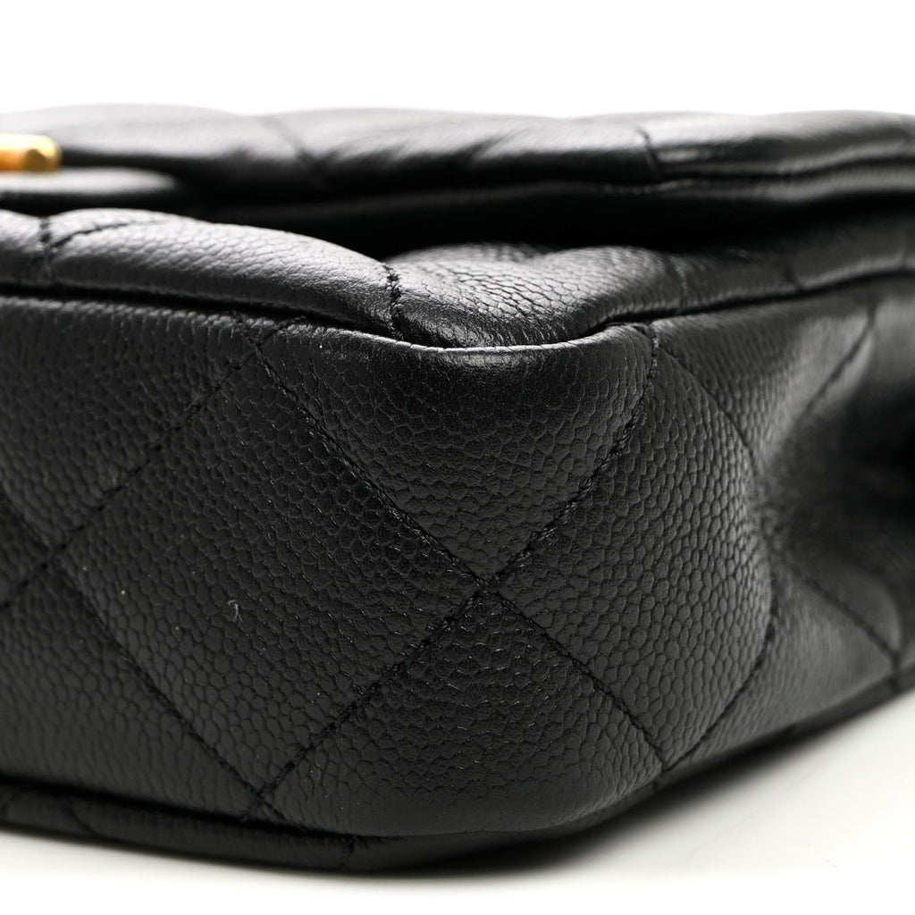 Caviar Quilted Mini Sweetheart Rectangular Flap Black