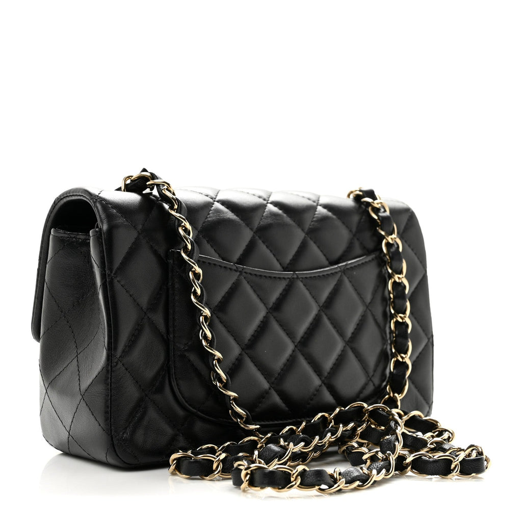 Lambskin Quilted Hollywood Charms Mini Rectangular Flap Black