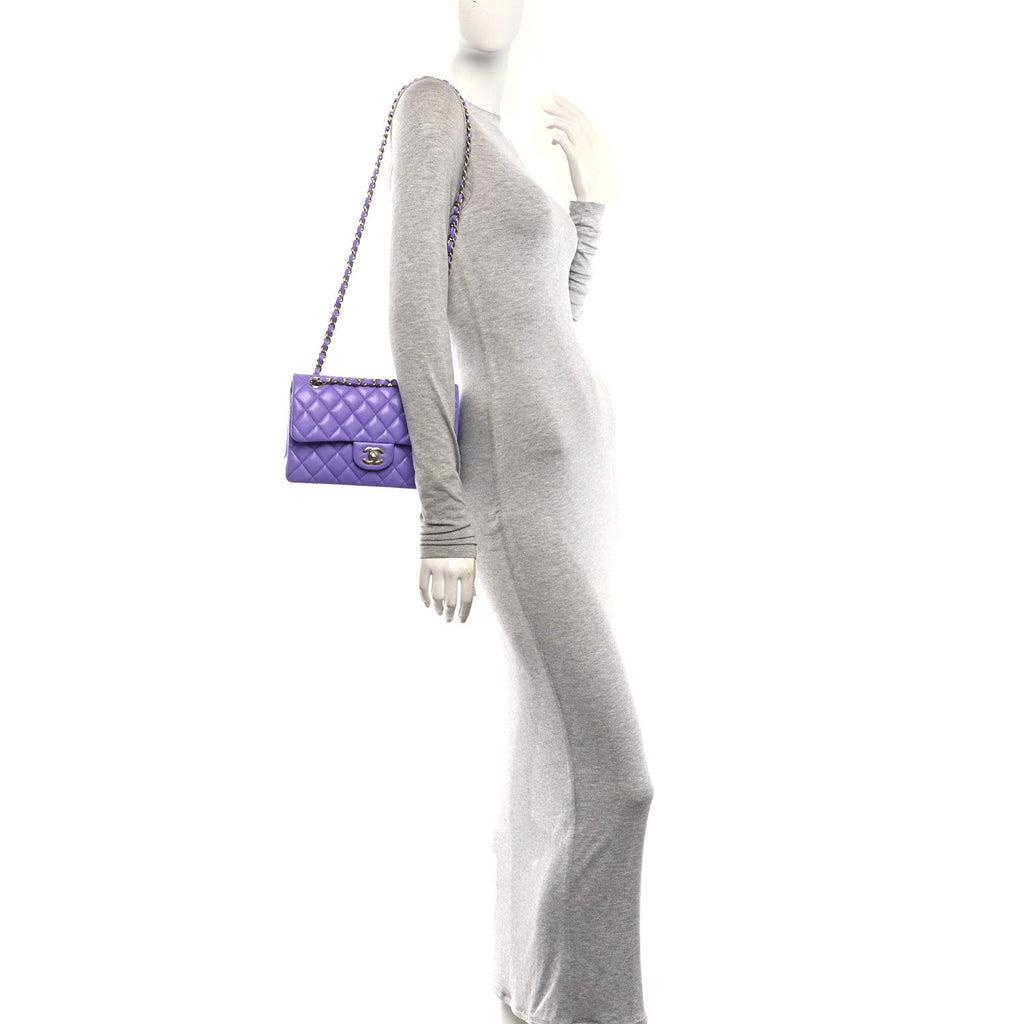 Caviar Quilted Small Double Flap Purple