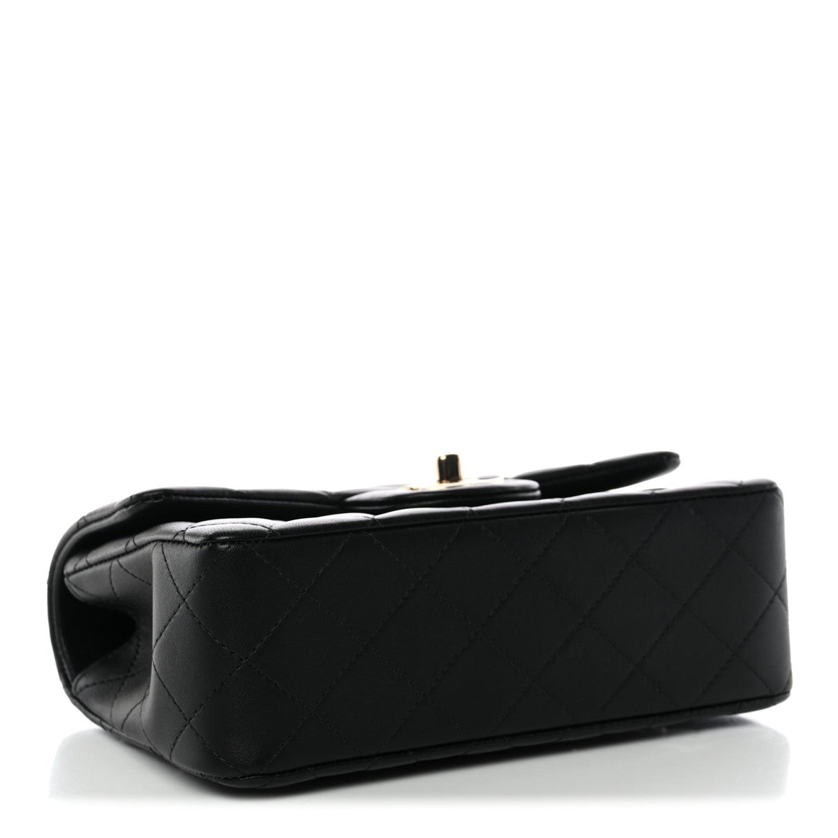 Lambskin Quilted Mini Top Handle Rectangular Flap Black
