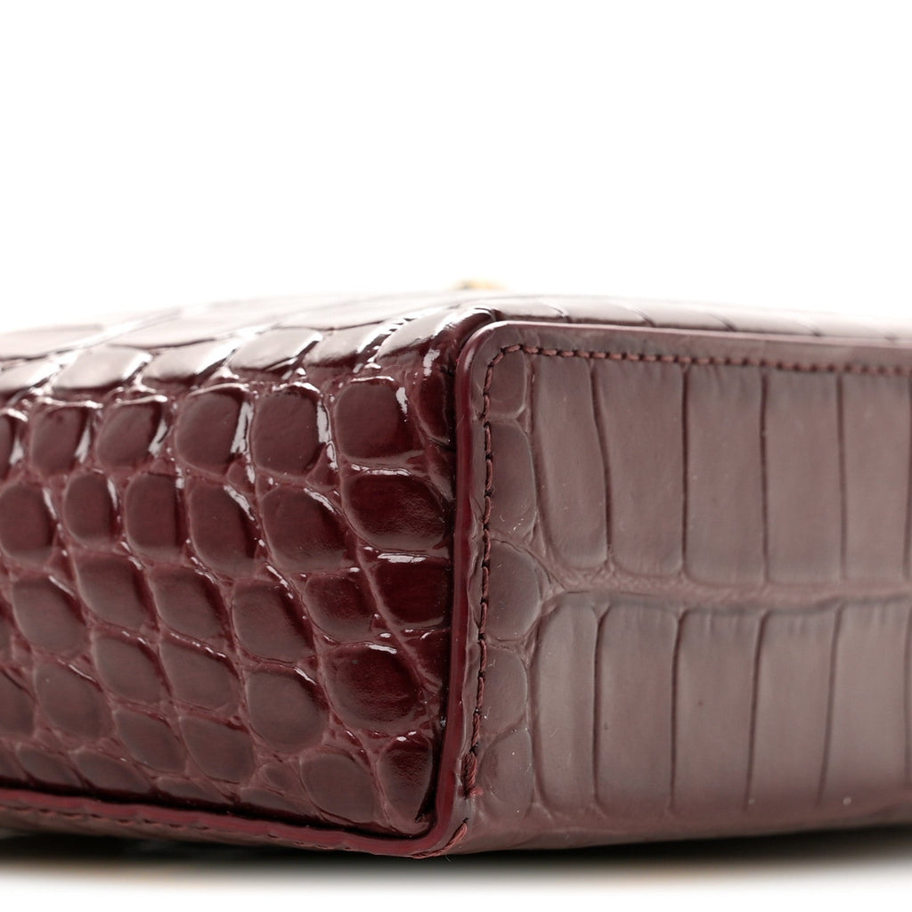Calfskin Crocodile Embossed Crococo Exoticoco Vanity With Chain Dark Burgundy