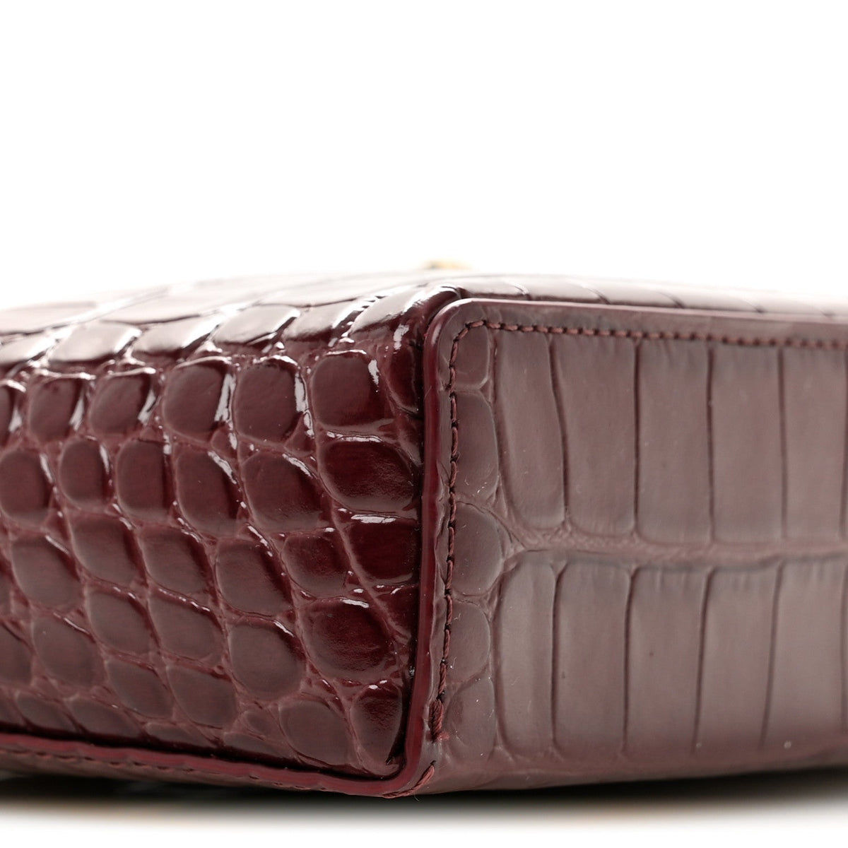 Calfskin Crocodile Embossed Crococo Exoticoco Vanity With Chain Dark Burgundy