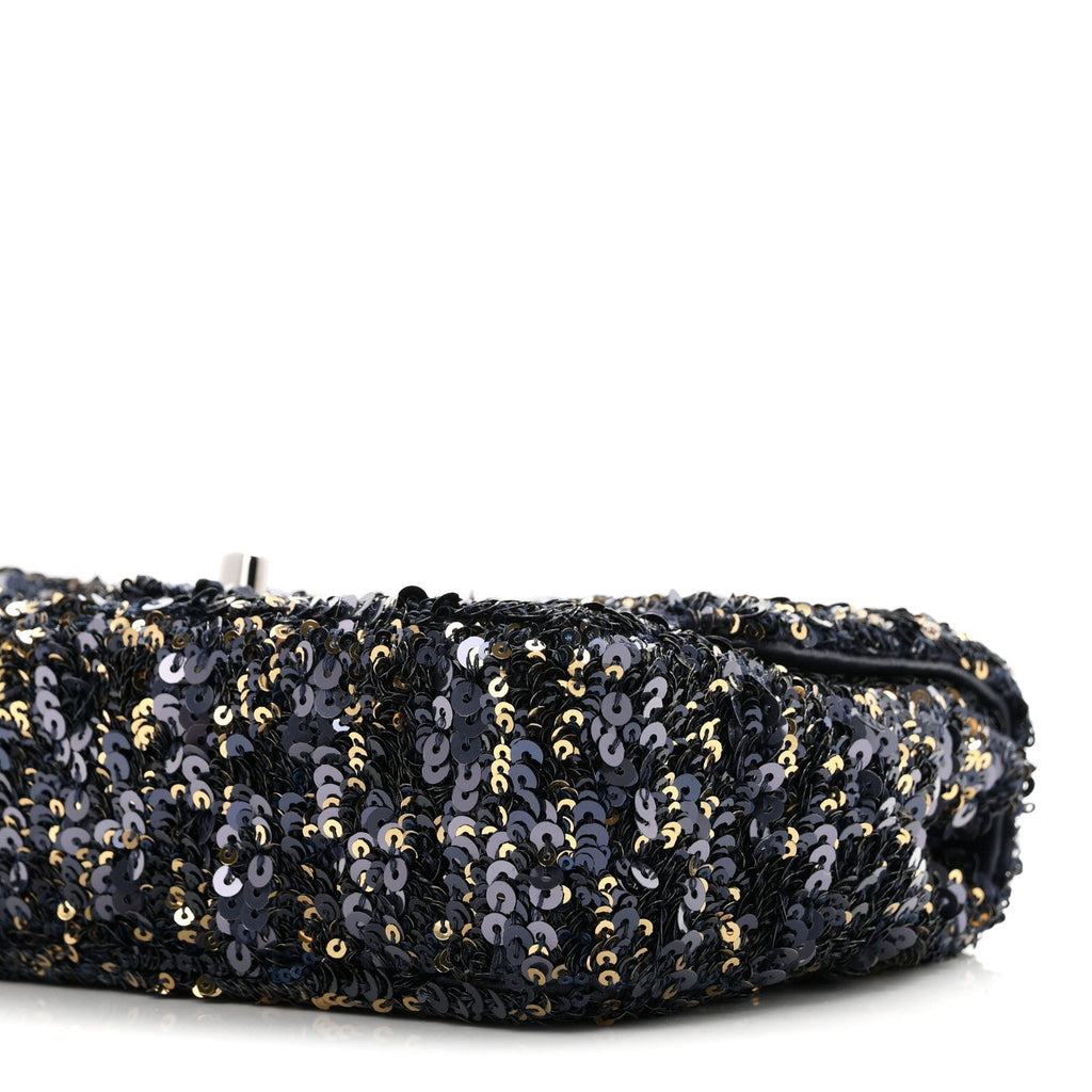 Sequin Mini Rectangular Flap Blue Black Ruthenium