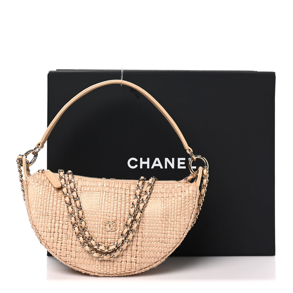 Raffia Other Shape With Chain Beige
