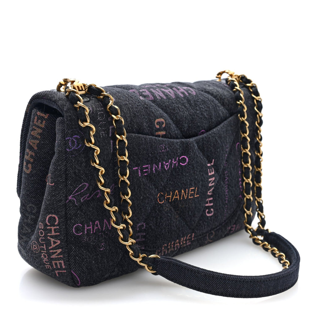 Denim Quilted Denim Mood Large Flap Black Multicolor