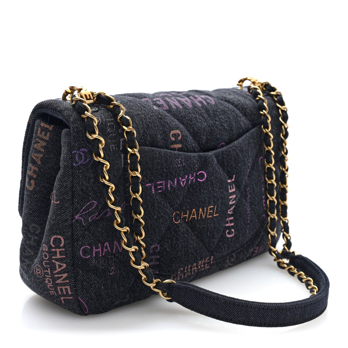 Denim Quilted Denim Mood Large Flap Black Multicolor