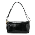 Snakeskin Half Horsebit Medium Shoulder Bag Black