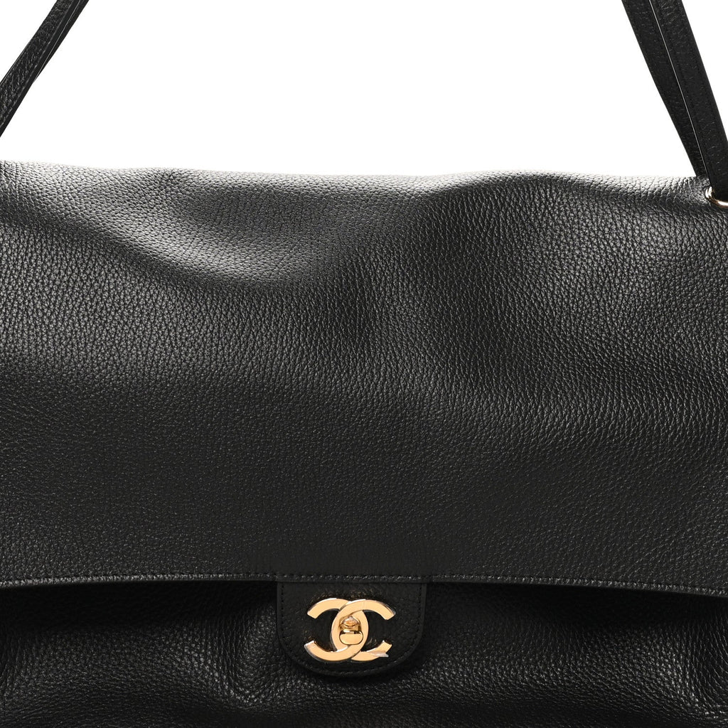 Grained Calfskin Souplissimo Maxi Flap Black