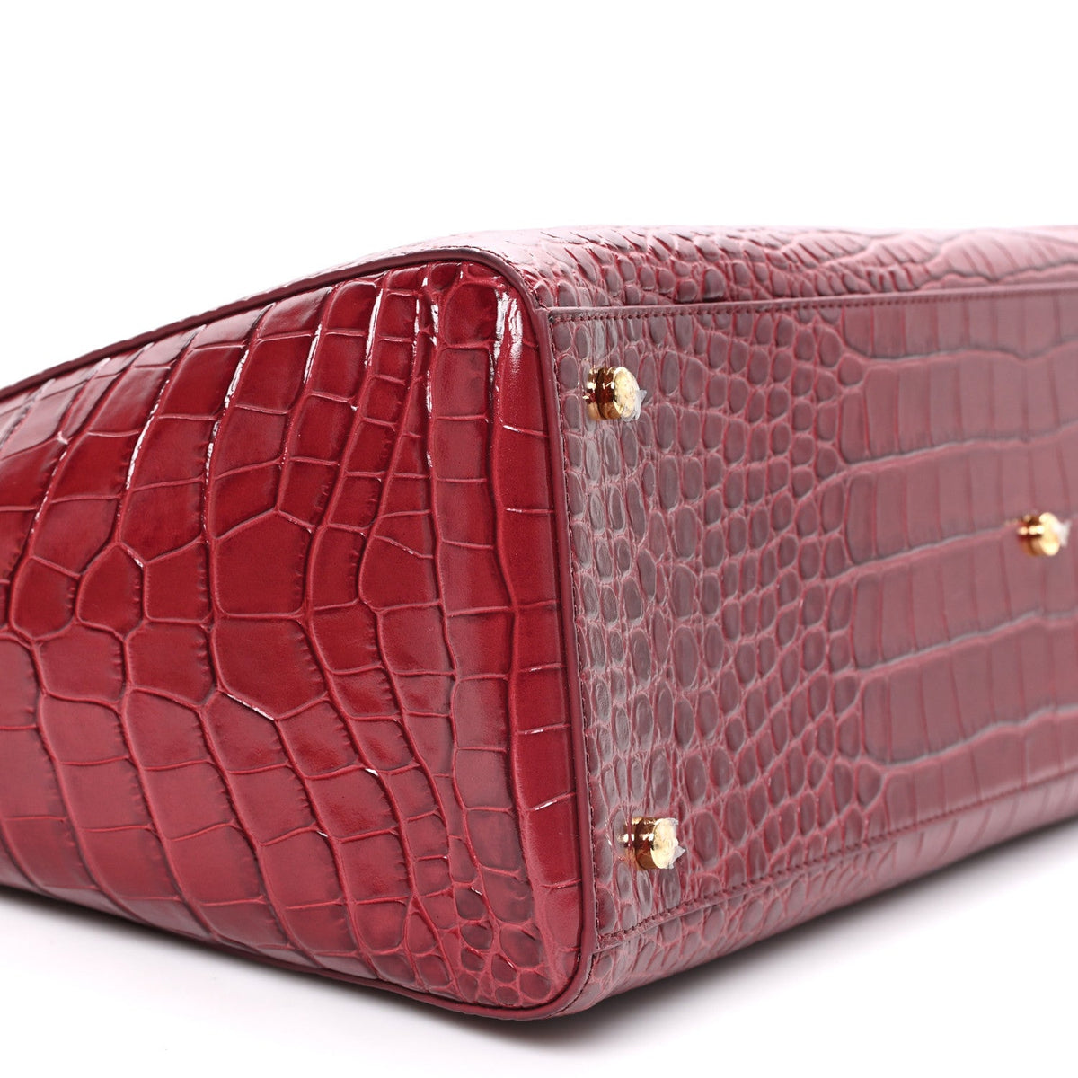 Calfskin Crocodile Embossed Archetype Large Shopping Tote Burgundy Burgundy