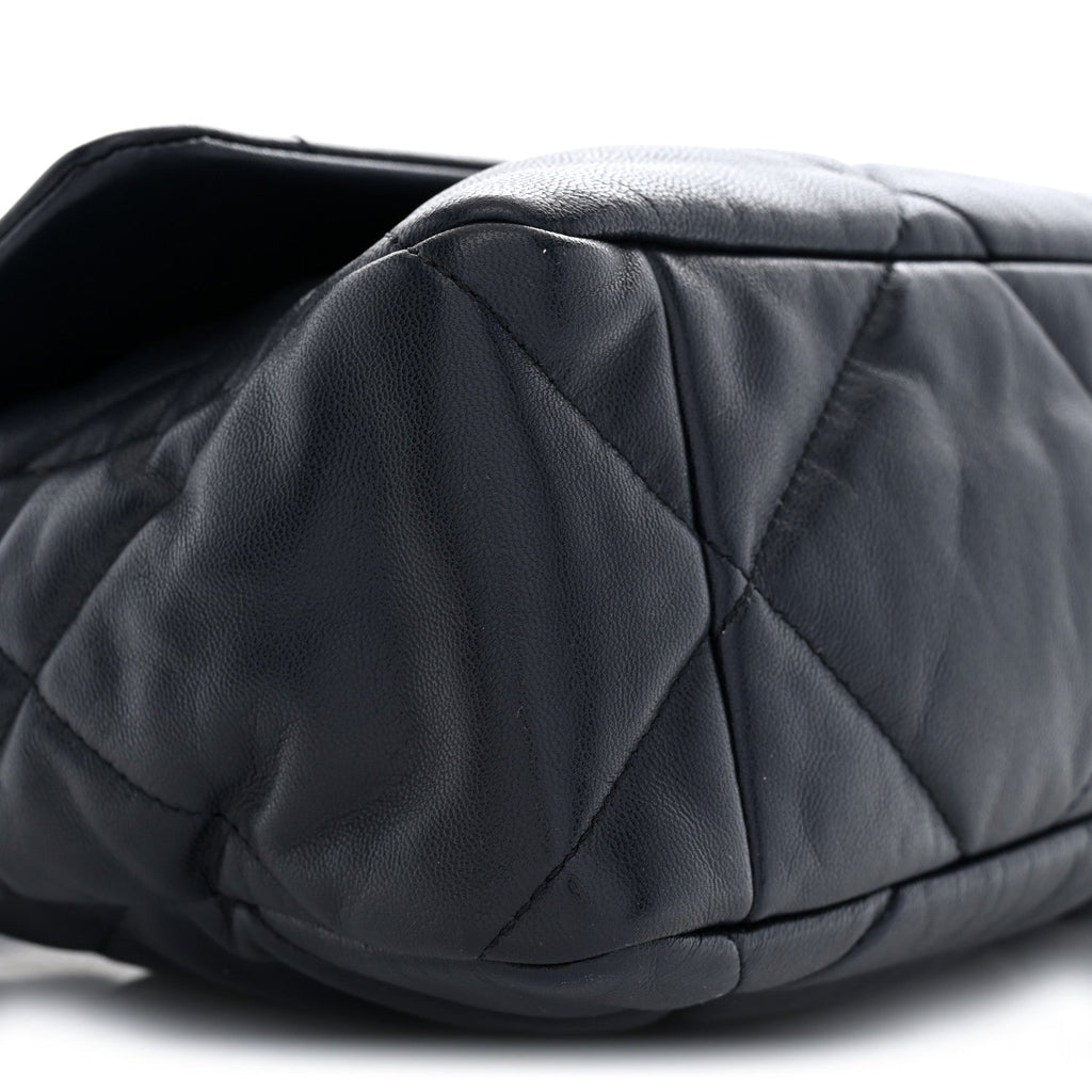 Goatskin Quilted Large Chanel 19 Flap Navy Blue
