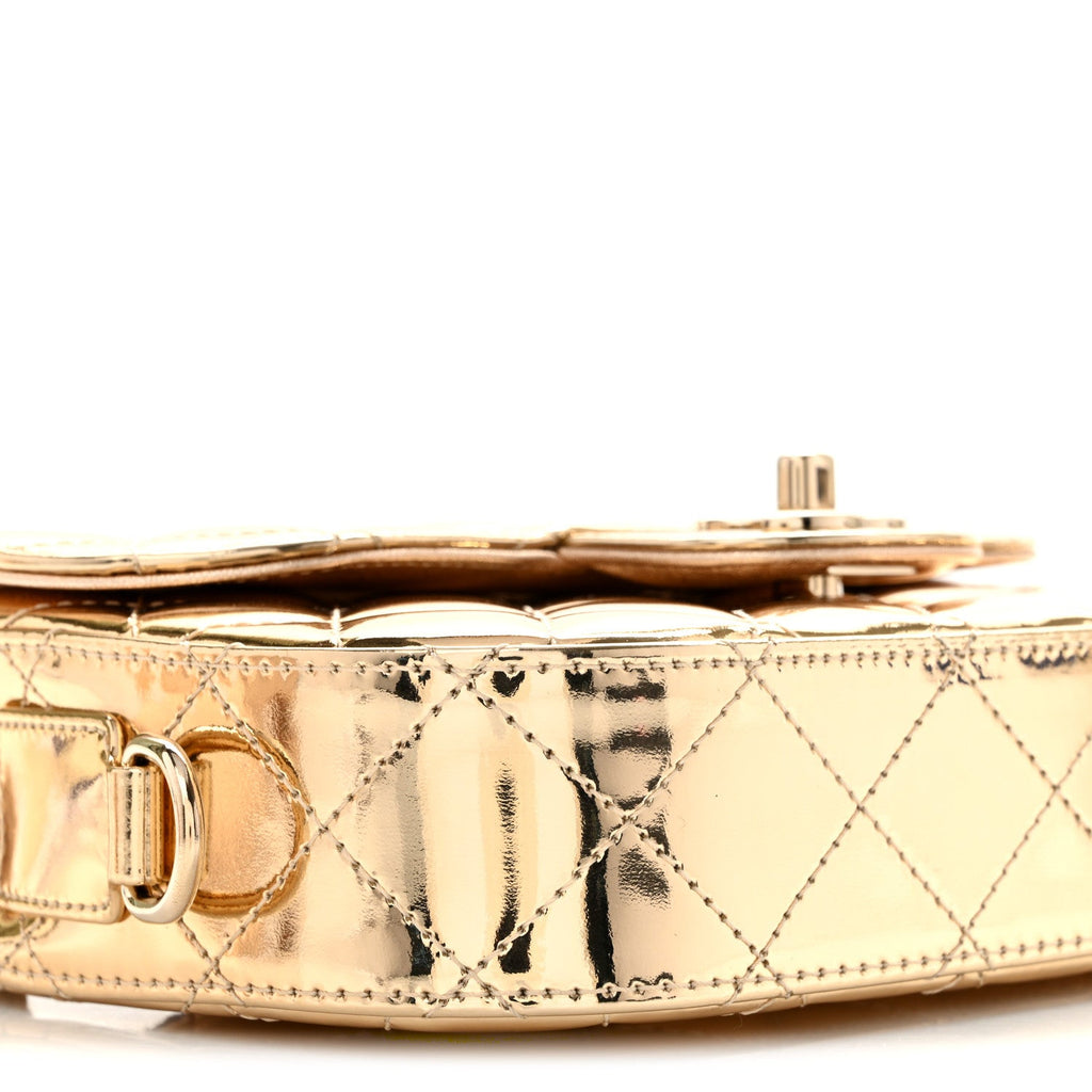 Mirror Calfskin Metallic Calfskin Quilted Hollywood Boulevard Mini Flap With Star Coin Purse Gold