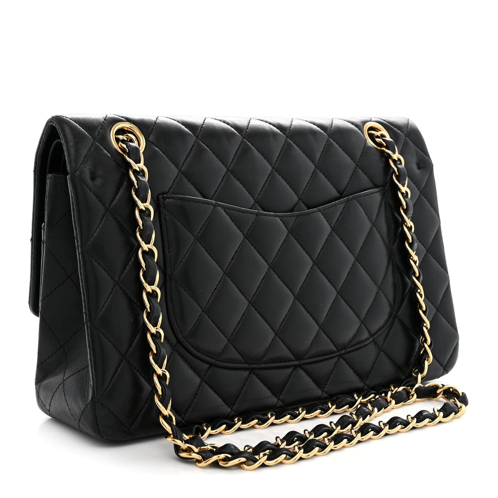 Lambskin Quilted Medium Double Flap Black