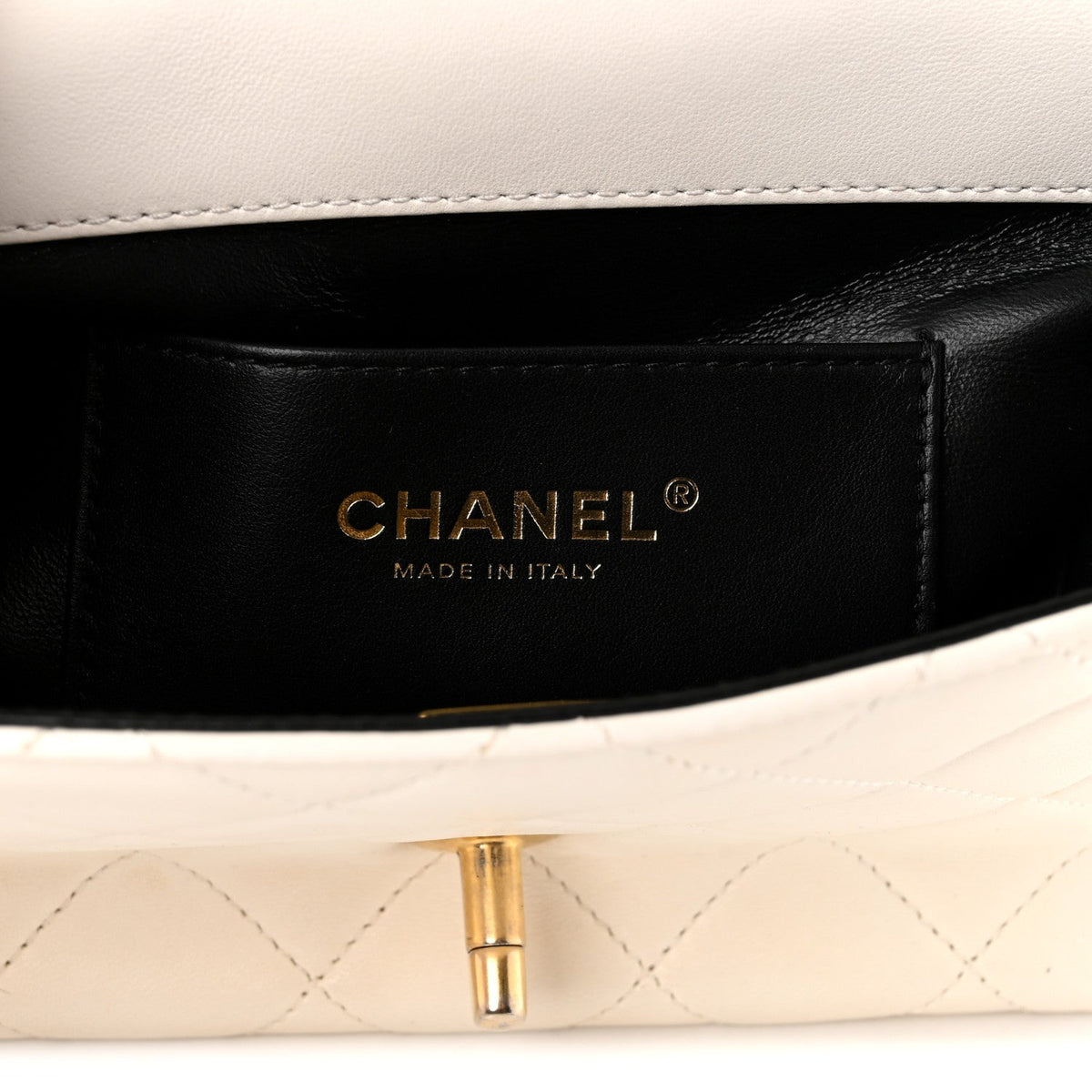 Lambskin Enamel Strass Quilted Mini Paris Monaco Flap White