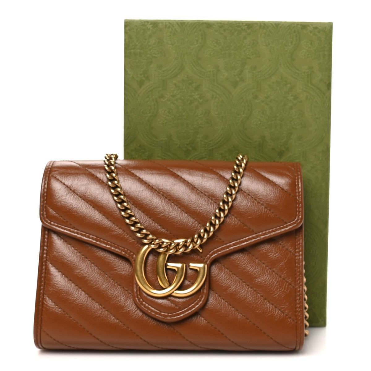 Azalea Calfskin Matelasse Diagonal GG Marmont Chain Wallet Cuir