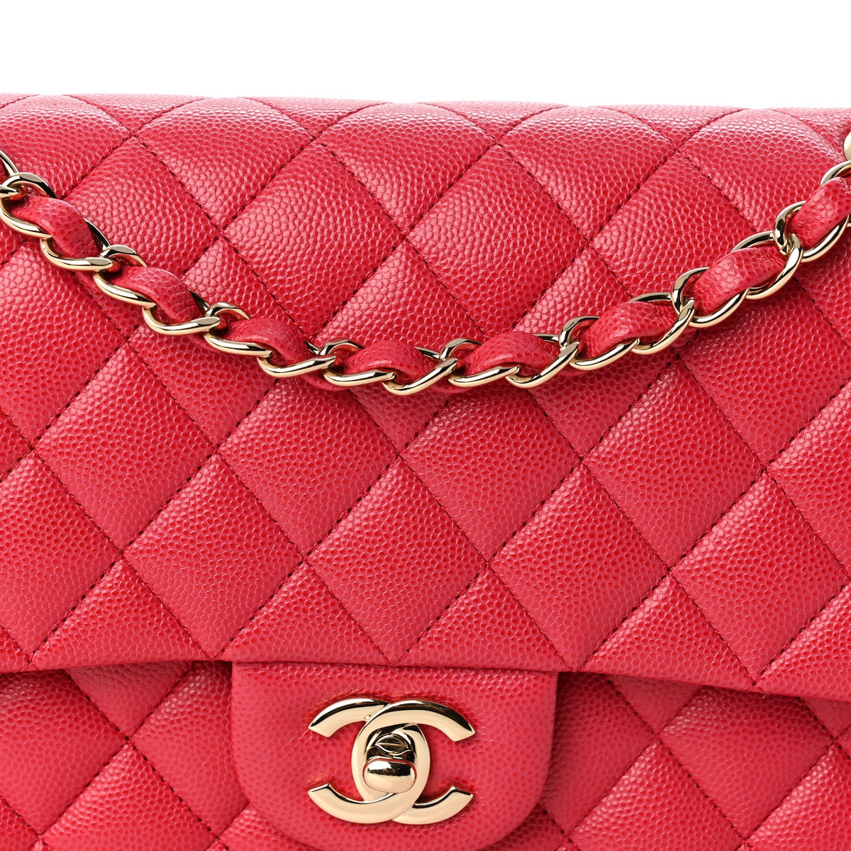 Caviar Quilted Medium Double Flap Dark Pink