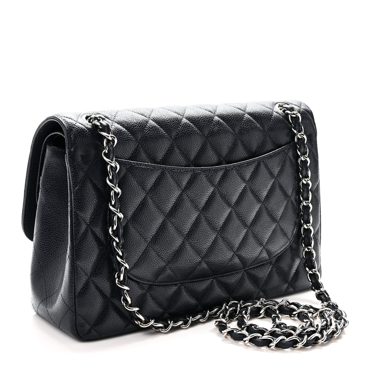 Caviar Quilted Jumbo Double Flap Navy Blue Navy Blue