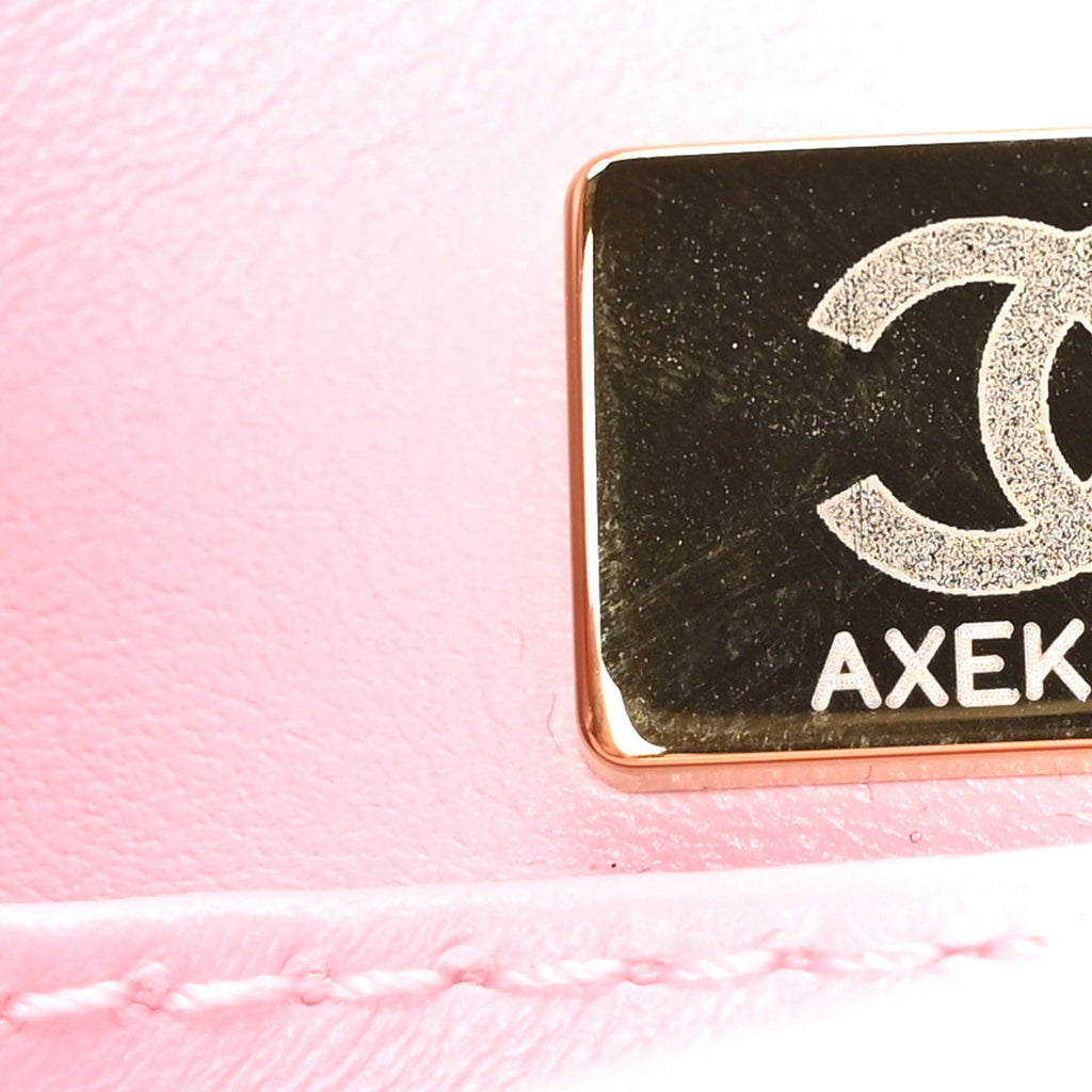 Pearly Lambskin Pearl Quilted Mini Flap Pink