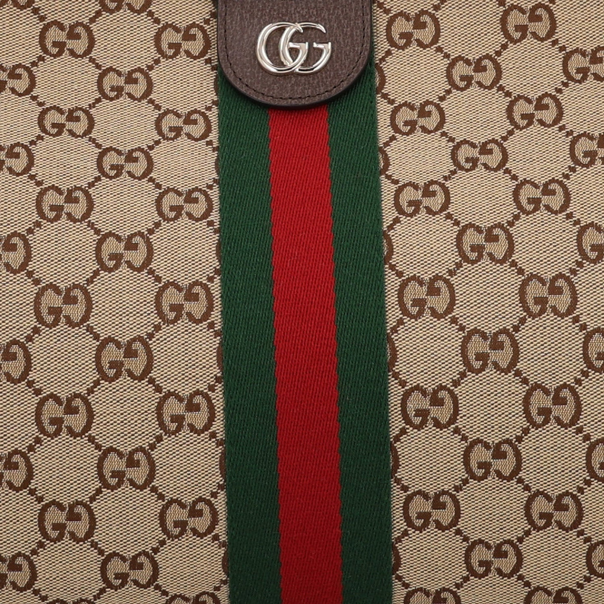 GG Monogram Web Large Giglio Tote Beige Brown