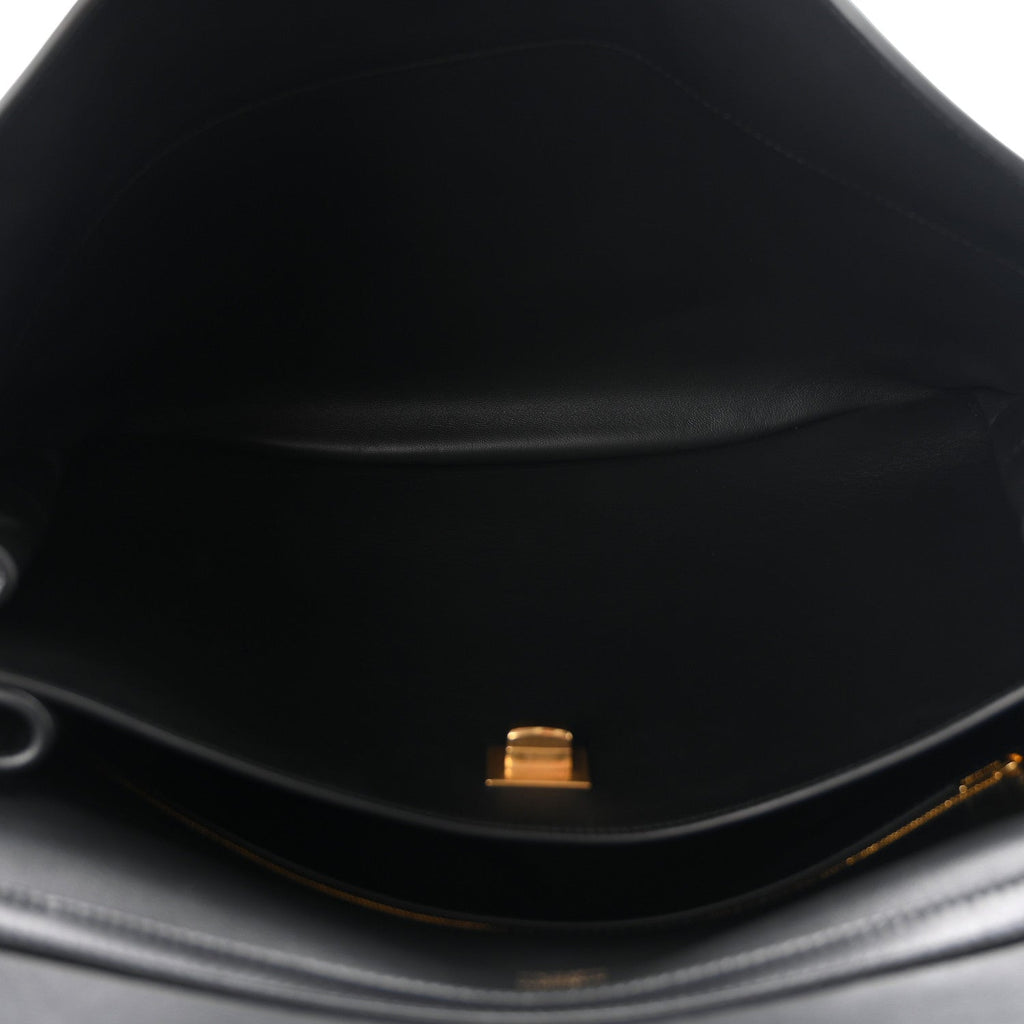 Smooth Calfskin Large Rodeo Top Handle Handbag Black