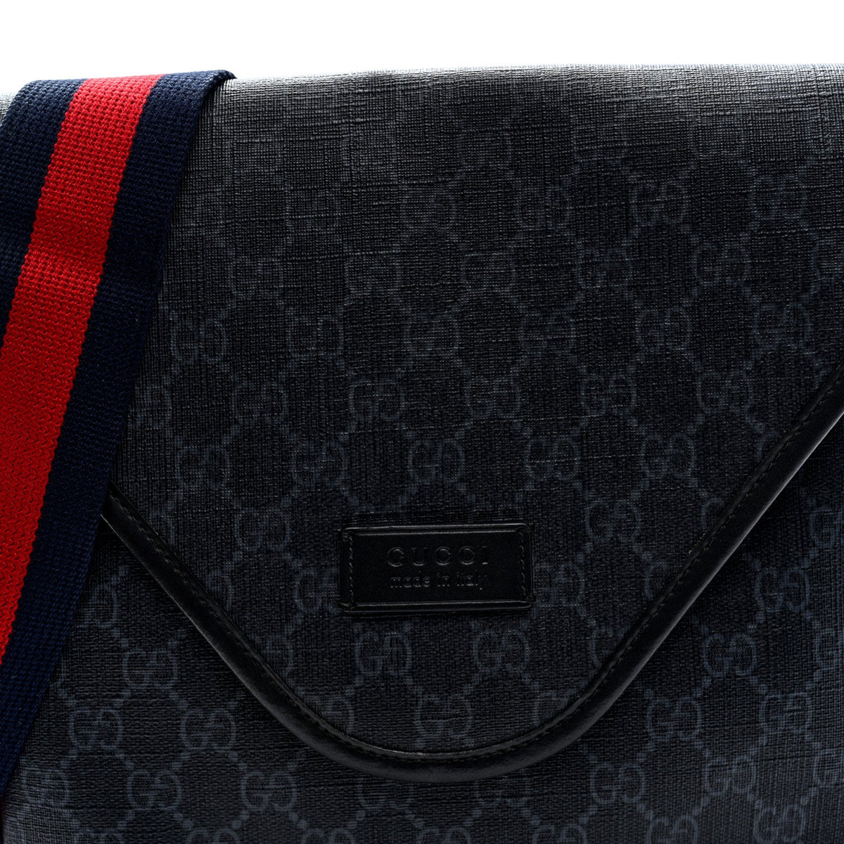 GG Supreme Monogram Web Medium Messenger Bag Black Grey