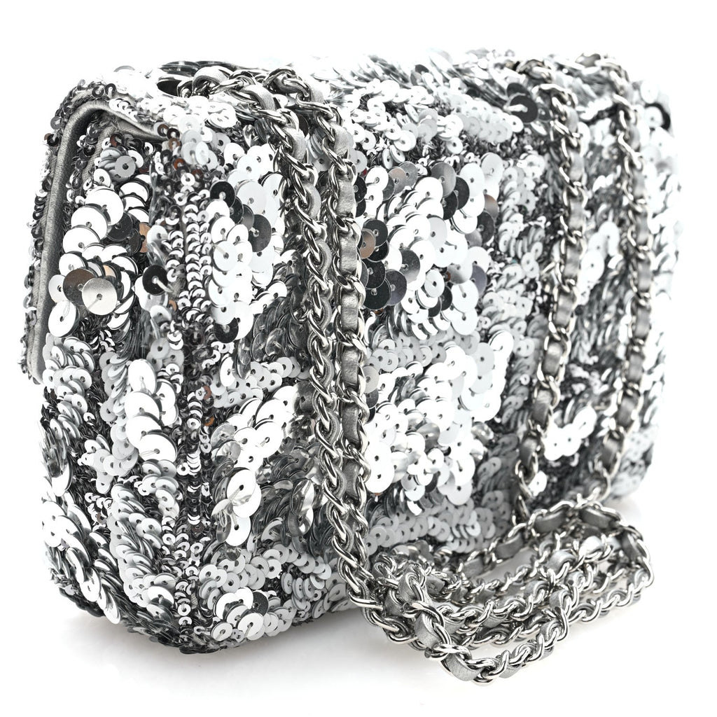 Sequin Mini Rectangular Flap Silver