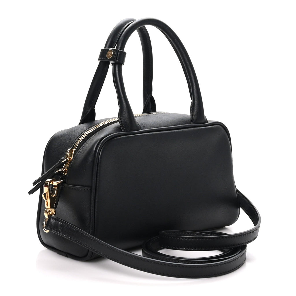 Calfskin Small Perfect Bowling Bag Black