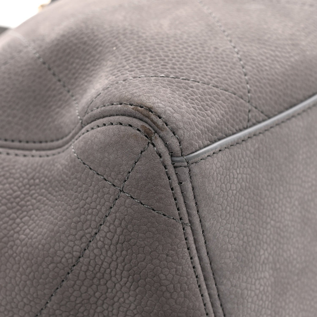 Nubuck Caviar Quilted Large Shopping Bag Grey