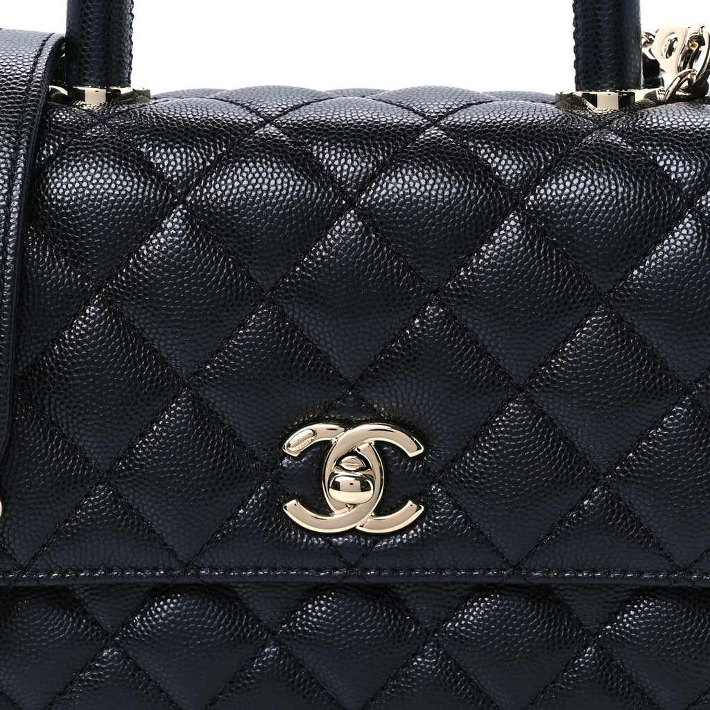 Caviar Quilted Mini Coco Handle Flap Black