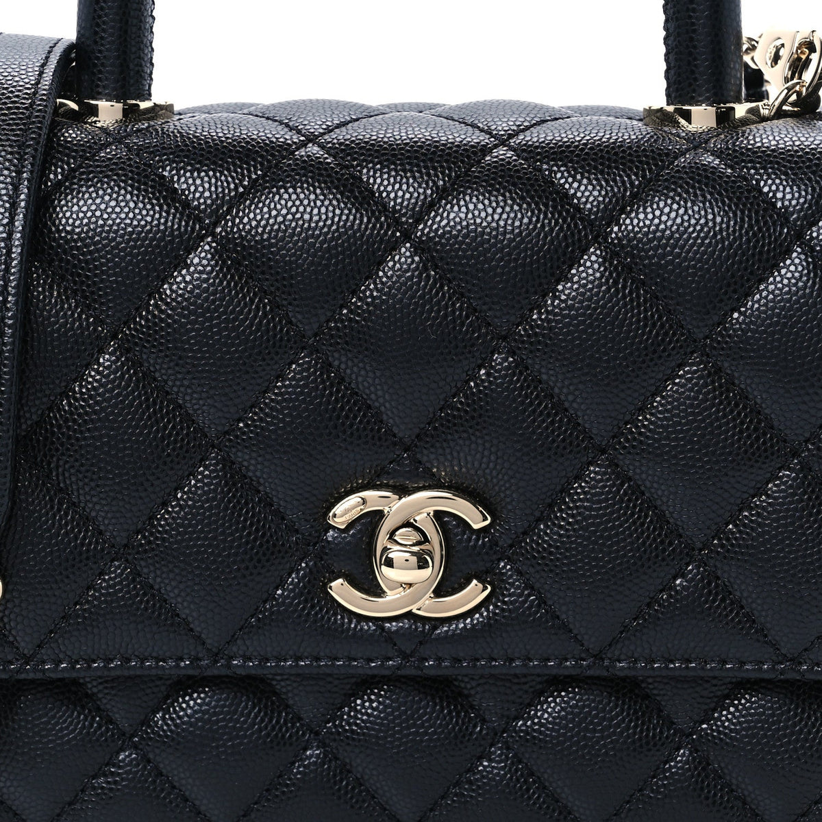 Caviar Quilted Mini Coco Handle Flap Black