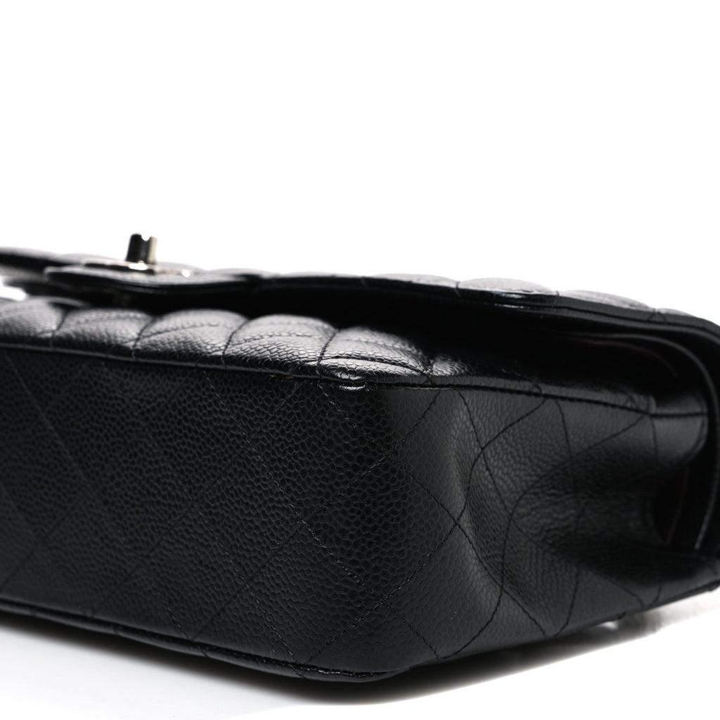 Caviar Quilted Medium Double Flap Black