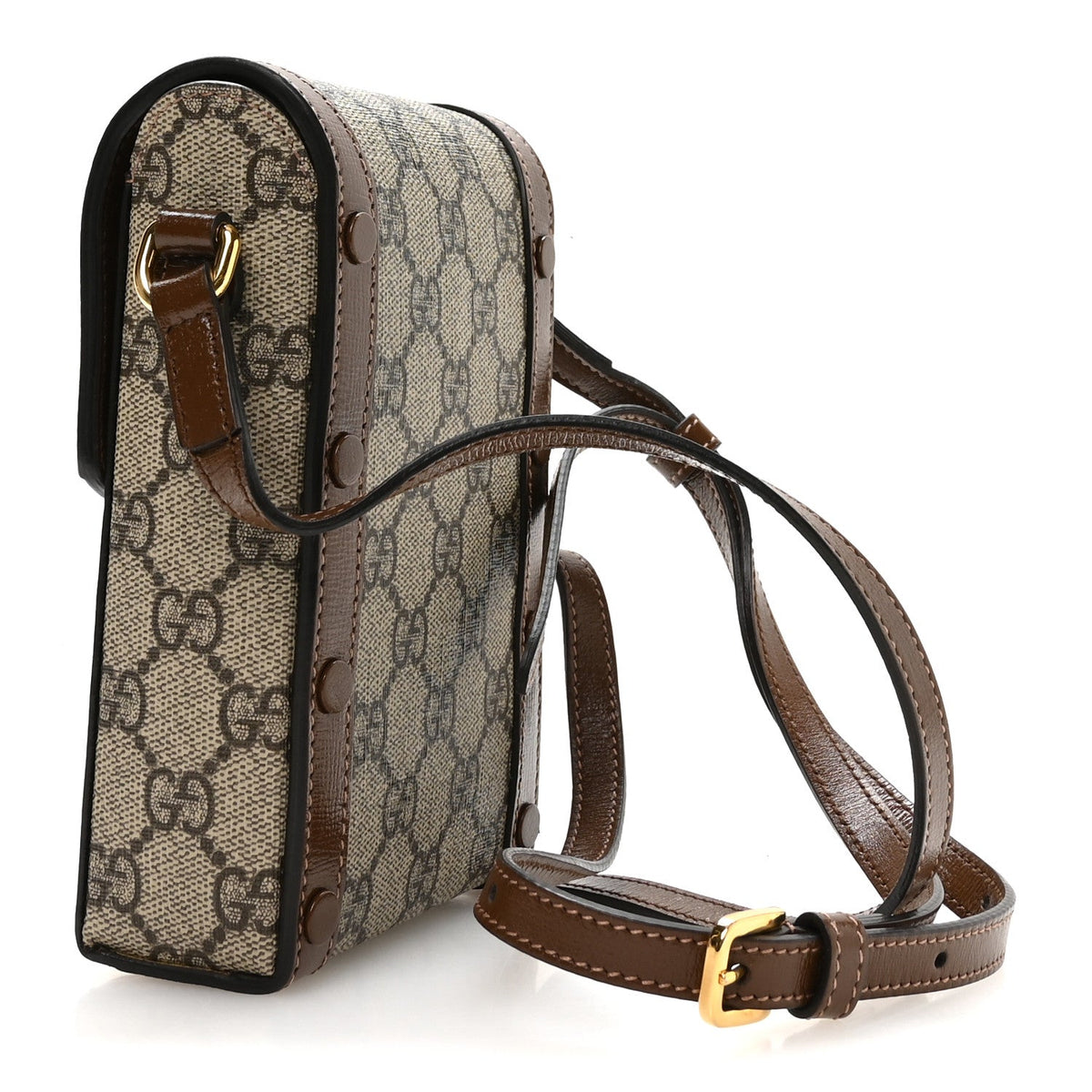GG Supreme Monogram Mini Horsebit 1955 Crossbody Bag Beige Brown Sugar